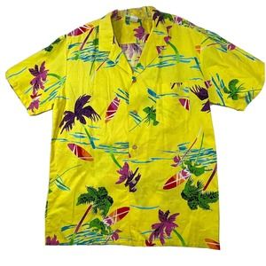 Vintage - Single Stitch Tropics Heat Size XL Made In USA Bright Hawaiian Shirt‎